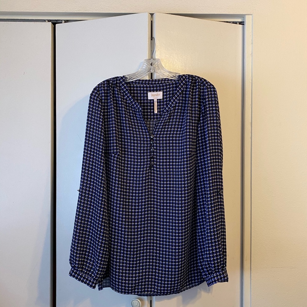 Laundry Woman’s Black Purple White Career Blouse
